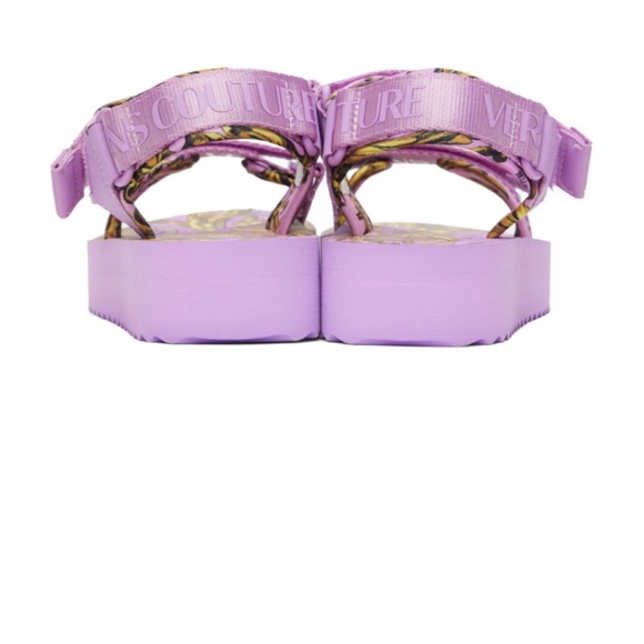 VERSACE JEANS COUTURE Purple Garland Logo Sandals in size 38, super comfortable - Picture 5 of 5